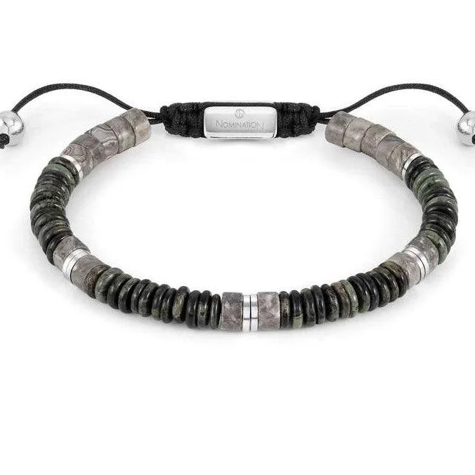 men’s custom bracelet with personalized message-Nomination Instinct Style Grey Jasper Bracelet