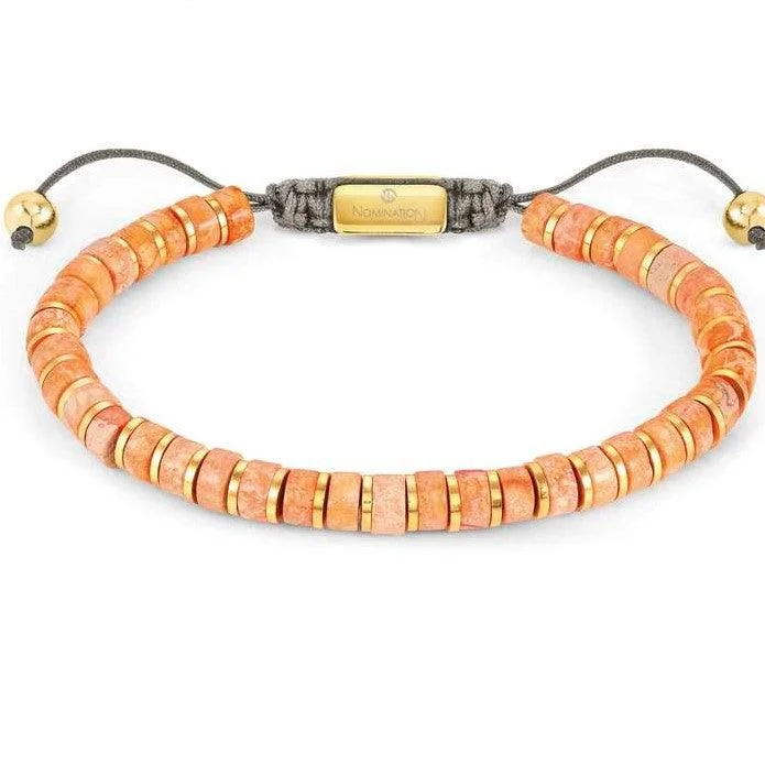 multi-strand leather bracelet with charms-Nomination Instinct Style Orange Jasper Bracelet