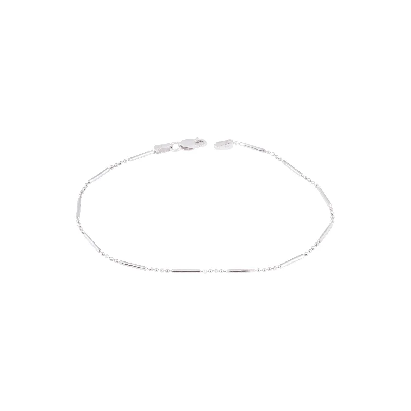 custom engraved bracelet for family reunion-18ct White Gold Minimal Bracelet with Lobster Clasp LBR-8522