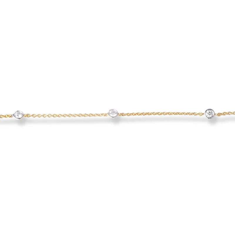 silver bracelet with unique gemstones-18ct Yellow Gold Bezel-Set Diamond Bracelet with Ring Clasp MCS6253