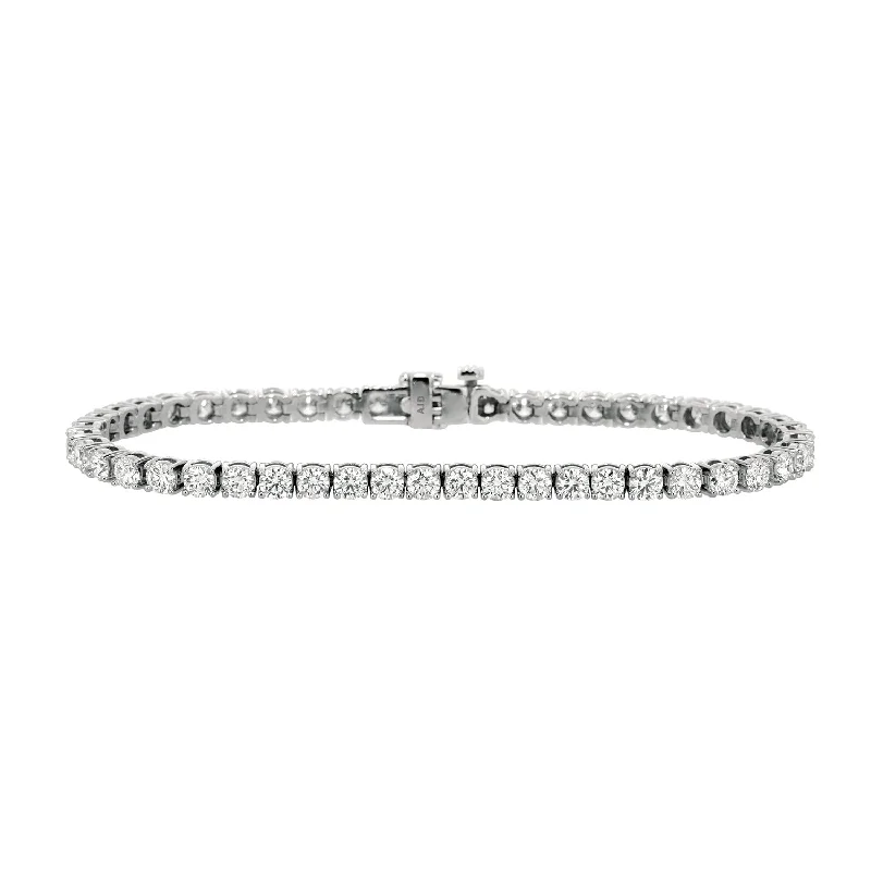 bracelet with heart charm for couples-Sabel Collection 18K White Gold Round Diamond Tennis Bracelet