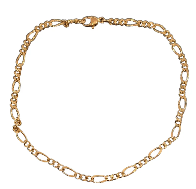 trendy bracelet with enamel charms-21cm 9ct Gold Figaro Bracelet Chain