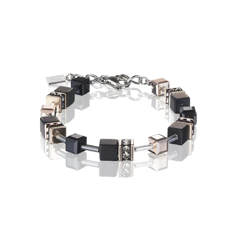 gold bracelet for special anniversary gift-Coeur De Lion Black Swarovski®Crystals GeoCUBE® Bracelet