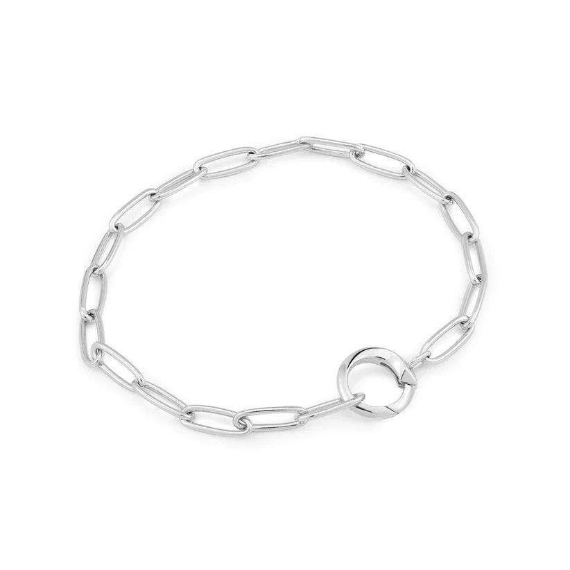 trendy bracelet with crystal beads-Ania Haie Silver Link Charm Chain Connector Bracelet B048-01H