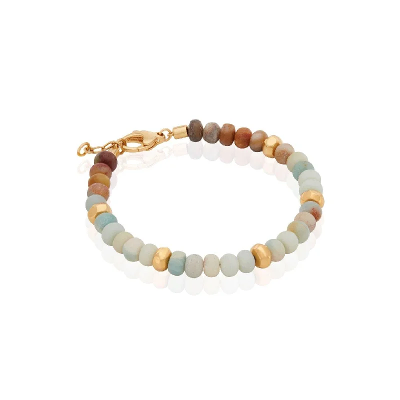 charm bracelet with meaningful stones-Anna Beck Amazonite and Gold Beaded Bracelet