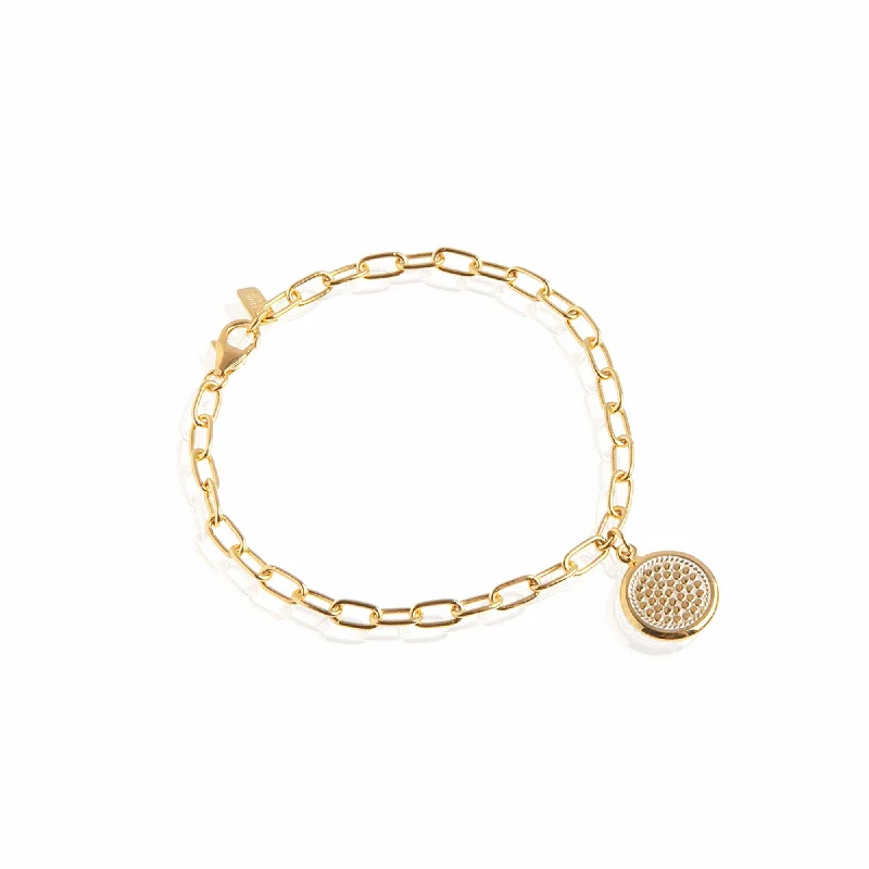 silver bracelet with zodiac charms for healing-Anna Beck Classic Smooth Rim Charm Bracelet - Gold