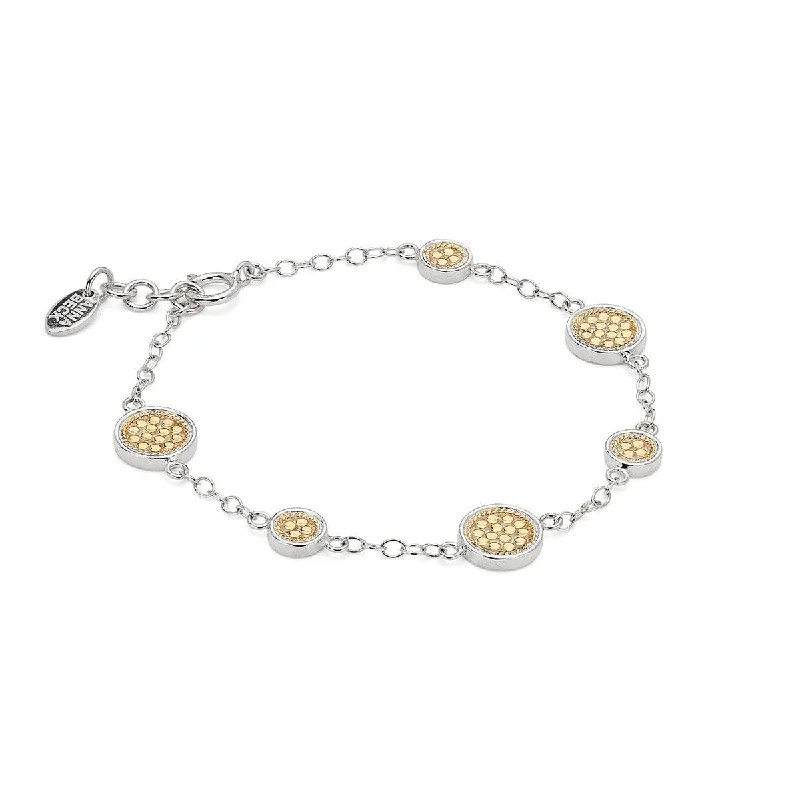 gold bracelet with engraved initials for birthday-Anna Beck Classic Station Bracelet - Gold & Silver