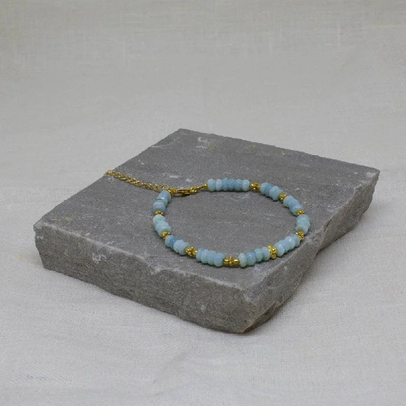 women’s bracelet with diamond accents-Aqua Blue Opal 18ct Gold Vermeil Bracelet