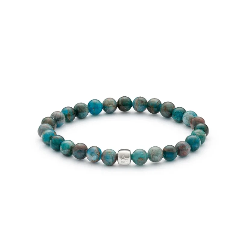 silver bracelet with moon charm for spiritual healing-Apatite 6mm