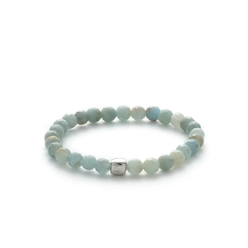 personalized bracelet for wedding anniversary-Aquamarine Facet 6mm