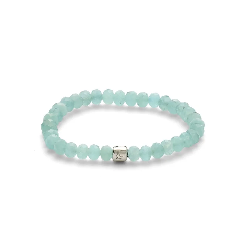 charm bracelet with meaningful stones-Aquamarine Rondelle Facet 6mm