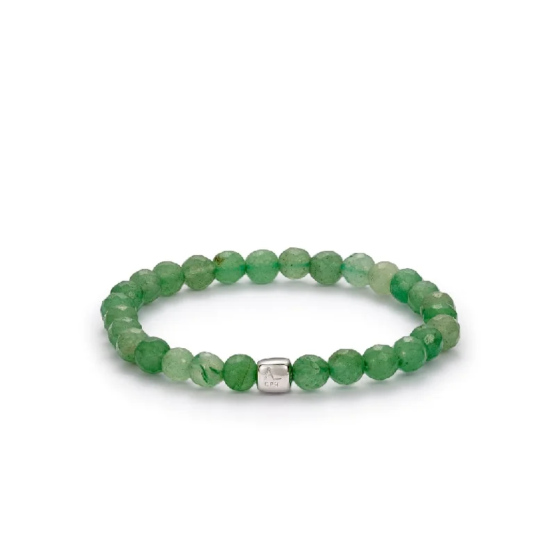 silver bracelet with teardrop gemstone charm-Aventurine 6mm