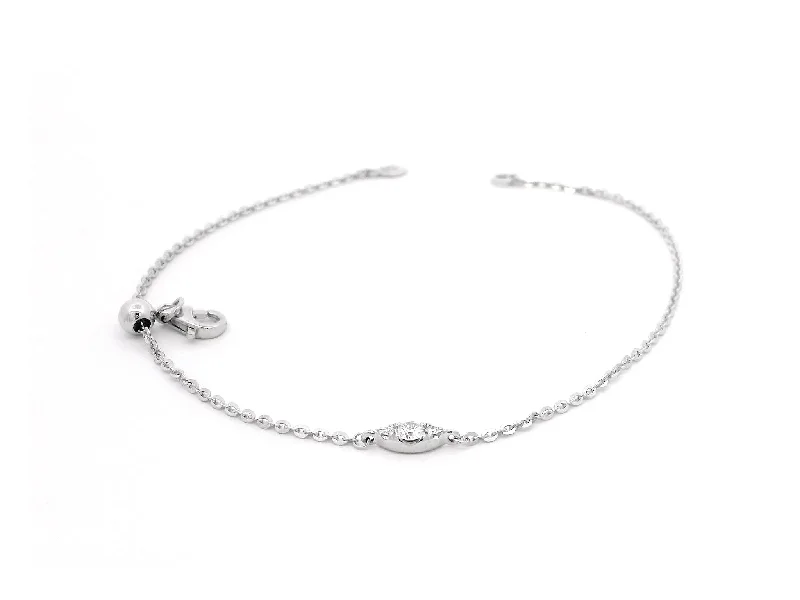 stackable bracelets with charm and beads-18ct White Gold Adjustable Bracelet with Round Brilliant Cut Diamonds – Elegant & Timeless