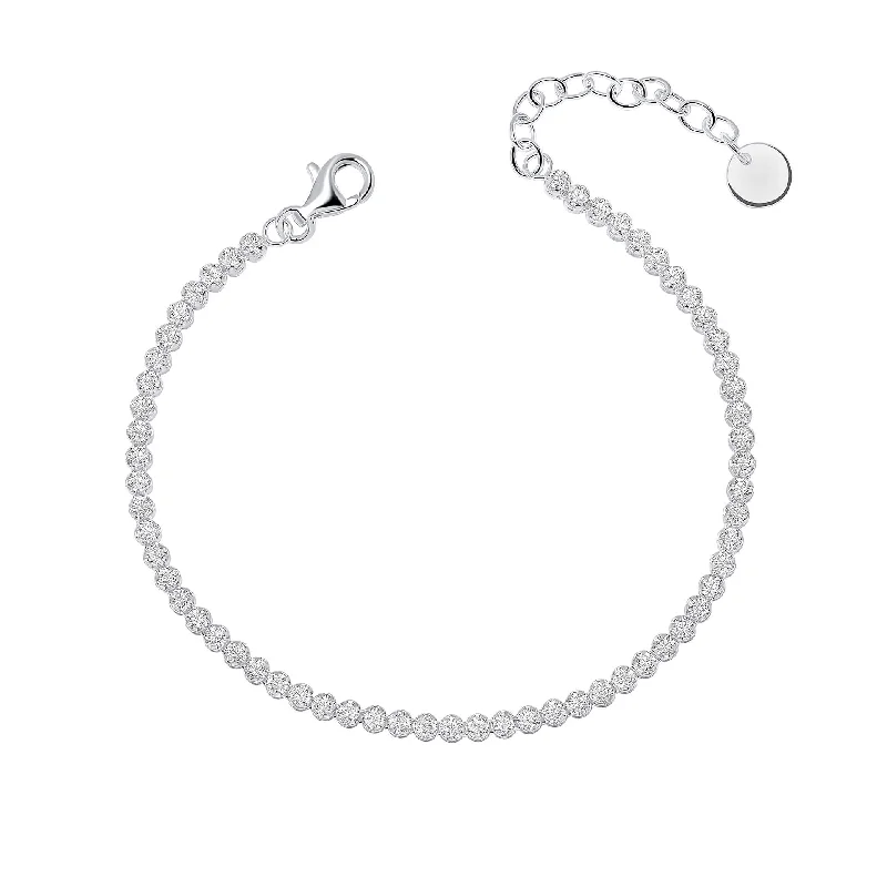 women’s bracelet with leaf and vine design-Beginnings Sterling Silver Cubic Zirconia White Bracelet B5533C