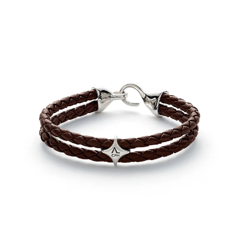 women’s adjustable charm bracelet for travel-Bolo Leather Brown