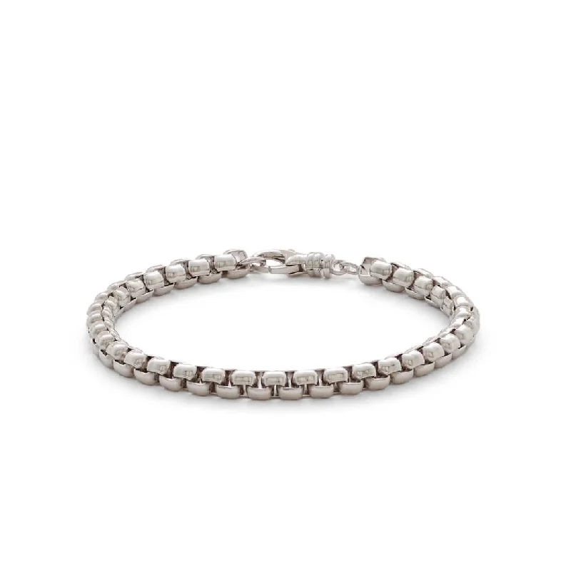 stackable silver bracelet for everyday wear-Box Chain 5mm