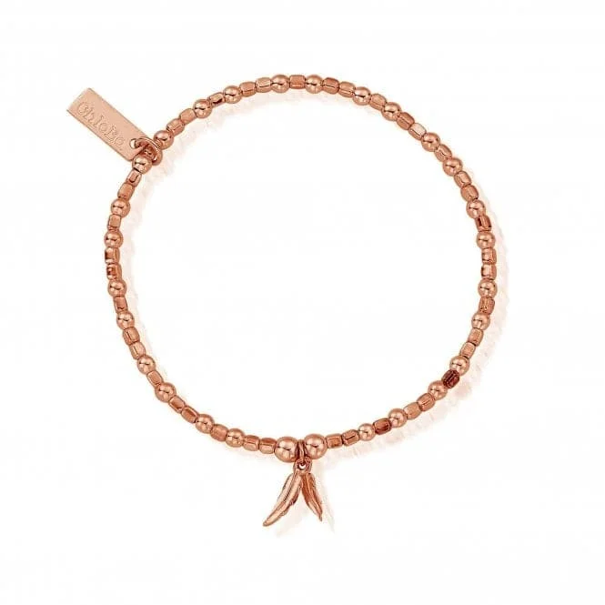 personalized charm bracelet for family-ChloBo Rose Gold Double Feather Bracelet RBCFB585