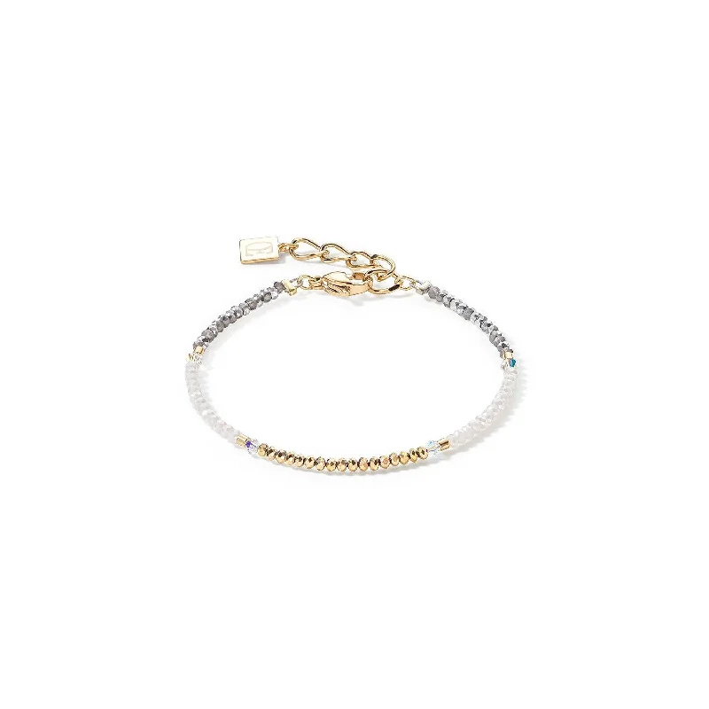 women’s leather bracelet with charm-Coeur De Lion Brilliant Square Gold-Crystal Bracelet