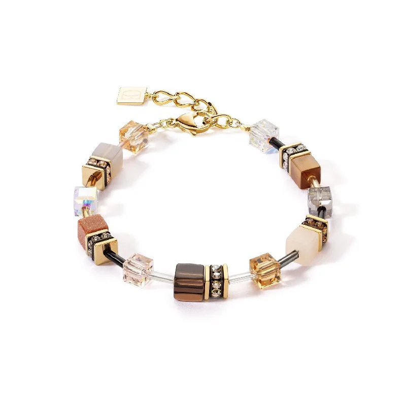 silver bracelet with diamond accents-Coeur De Lion GeoCUBE® Iconic Precious Brown Bracelet