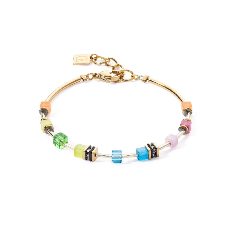 luxury bracelet with gemstone for healing-Coeur De Lion GeoCUBE® Light Mini Rainbow Bracelet