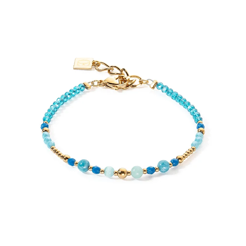 custom silver charm bracelet for mom-Coeur De Lion Princess Spheres Gold Turquoise Bracelet