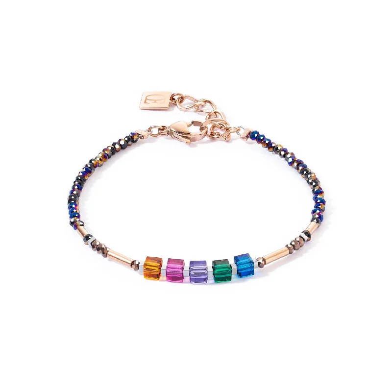 women’s bracelet with leaf and vine design-Coeur De Lion Sparkling Multicolour Autumn Bracelet