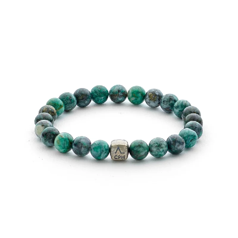 charm bracelet with personal engraved message-Dioptase 8mm