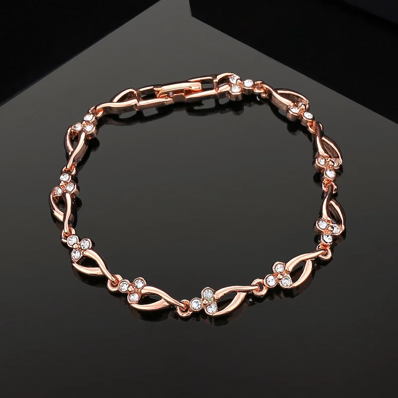 women’s bracelet with diamond accents-Estele Rose Gold Plated Gorgeous Bracelet with Crystals for Women