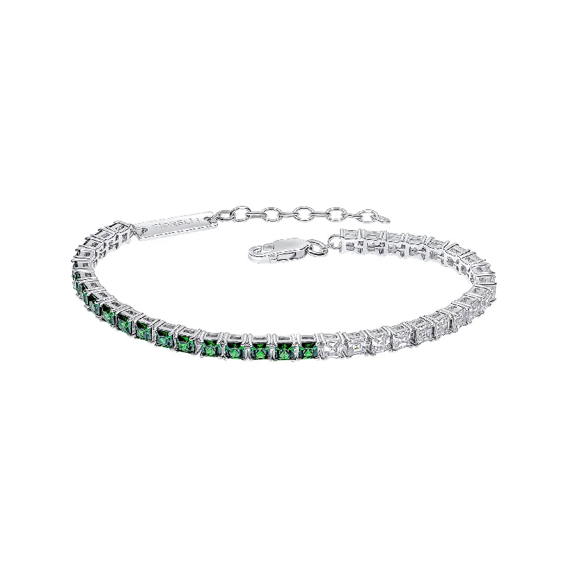 stackable silver bracelet for everyday wear-Fiorelli Sterling Silver Green Cubic Zirconia Bracelet B5541