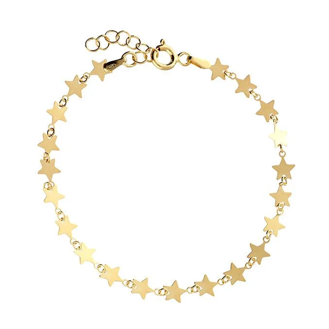 silver bracelet with custom engraving for her-Stars Bracelet - Gold