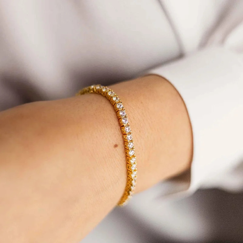 silver cuff bracelet with elegant design-Gold Vermeil Sterling Silver Brilliant Tennis Bracelet