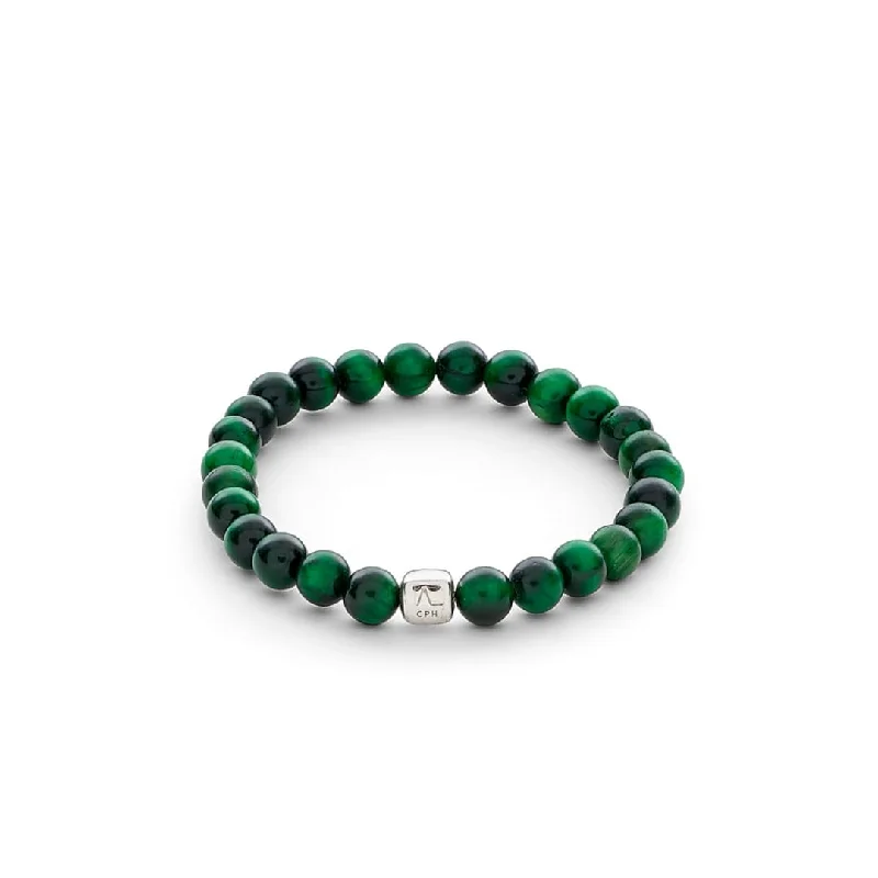 custom silver bracelet for mother’s day gift-Green Tiger Eye 6mm