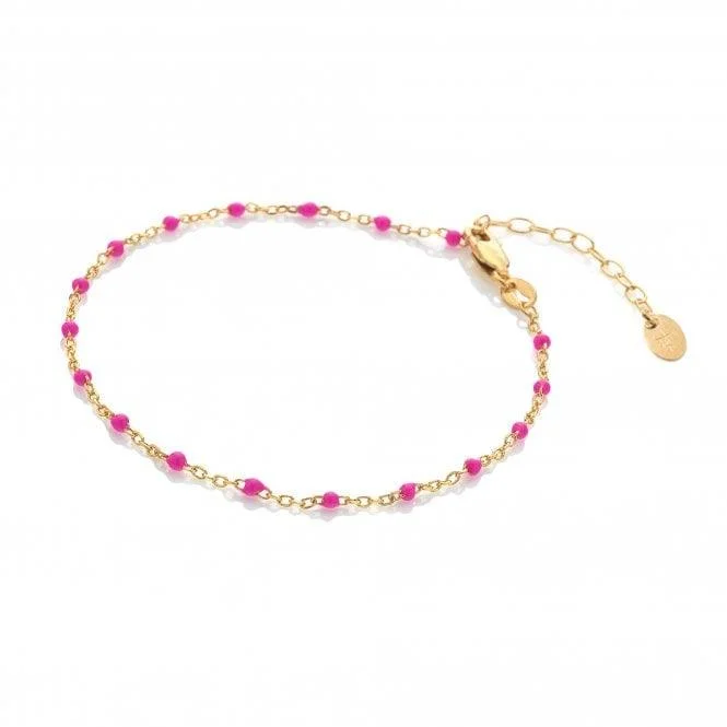 boho-style bracelet with tassels and beads-Hot Diamonds Gold and Pink Ocean Bracelet