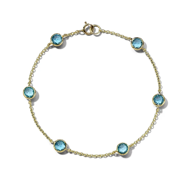 adjustable charm bracelet for girls-IPPOLITA Lollipop 6 Stone Station Bracelet in Blue Topaz