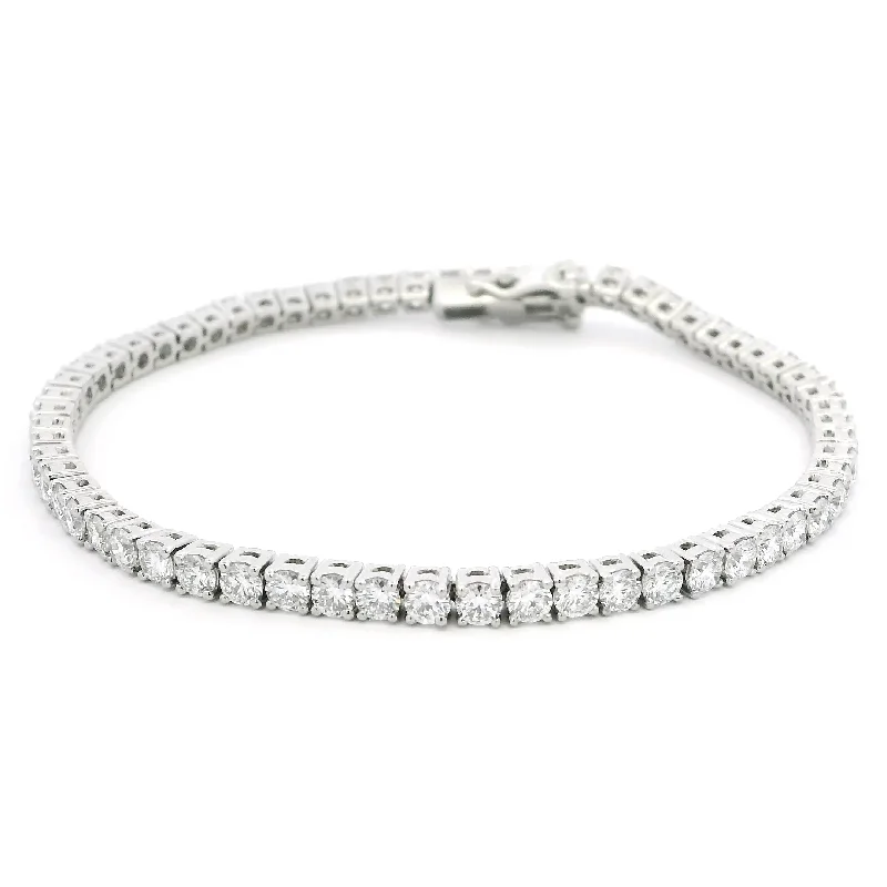 trendy bracelet with crystal beads-Platinum Laboratory-Grown Diamond Tennis Bracelet with Tongue & Lip Clasp and Figure '8' Clasp – Elegant Fine Jewellery