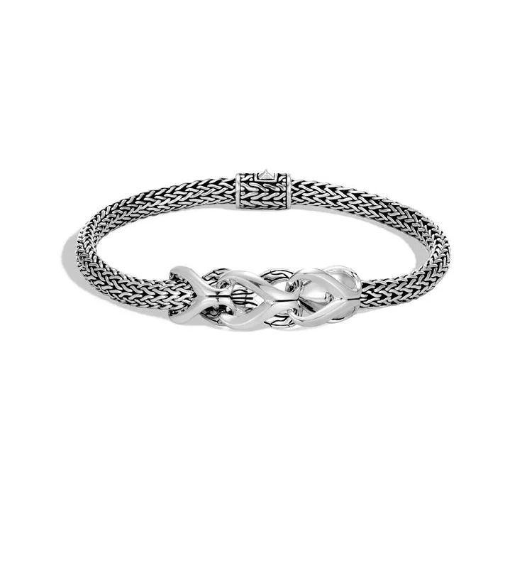 silver cuff bracelet with elegant design-John Hardy Classic Chain Sterling Silver Asli Chain Link Station Bracelet