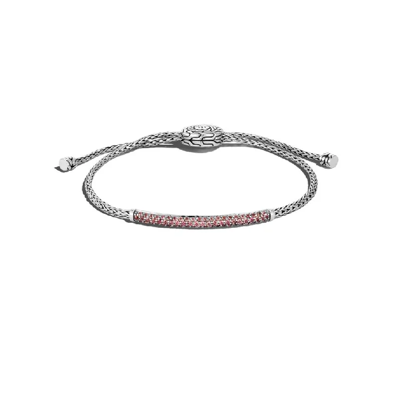 custom leather bracelet with engraved plate-John Hardy Mini Pull Through Bracelet with Ruby