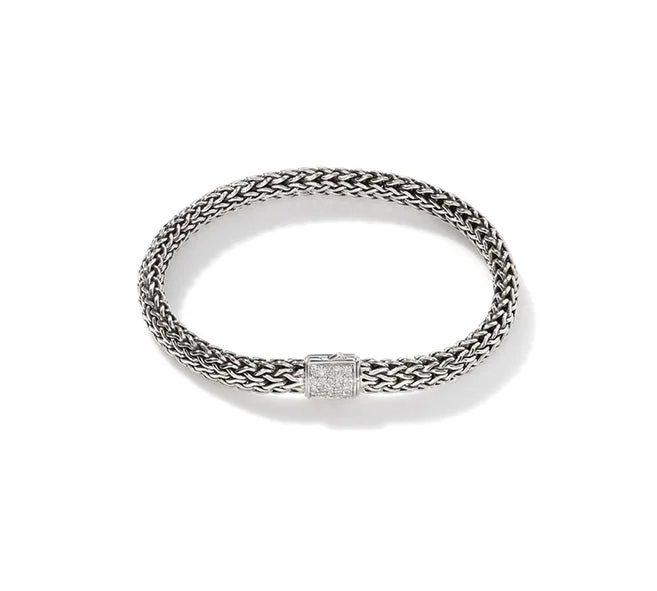 men’s silver bracelet with unique charm-John Hardy Reversible Bracelet with Black Sapphire and Diamonds