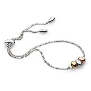 silver bracelet with engraved star design-Kit Heath Coast Tumble Silver and Gold Vermeil Toggle Bracelet