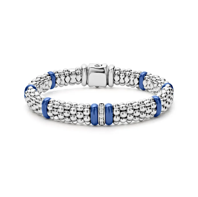 silver bracelet with healing stones-LAGOS Blue Caviar Single Station Diamond Bracelet