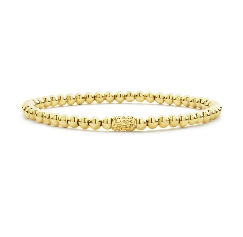 gold bracelet with lotus charm-LAGOS Caviar Gold 4mm Bead Bracelet