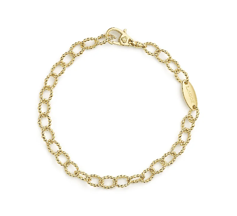 custom silver bracelet for birthday gift-LAGOS Caviar Gold Small Link Bracelet