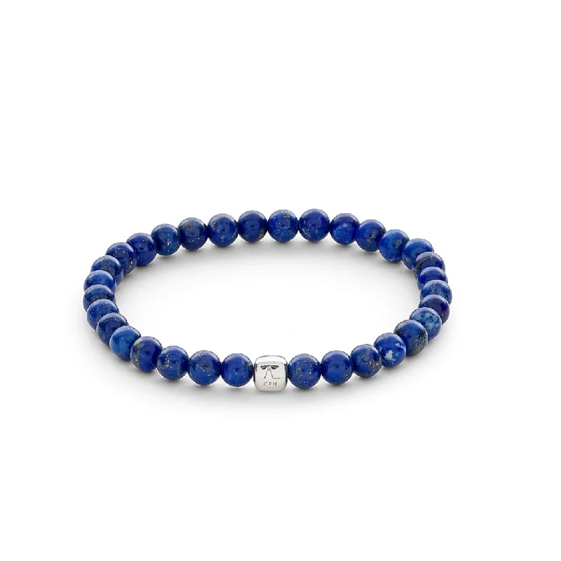 silver bracelet with diamond accents-Lapis 6mm