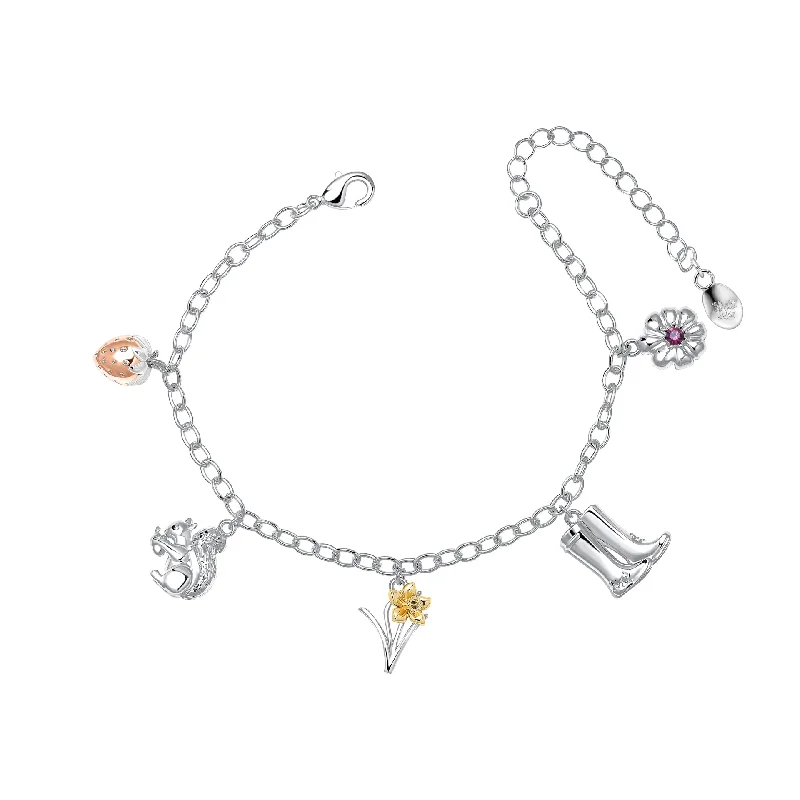 engraved leather bracelet for special occasions-Laura Ashley Woodland Charm Bracelet B5544