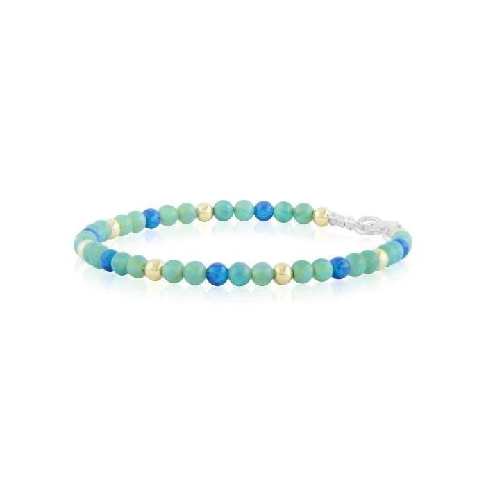 silver bracelet with moon charm for spiritual healing-Lavan Green & Blue Opal Bracelet