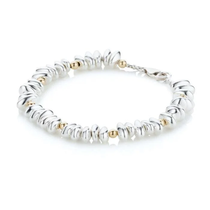 luxury bracelet with white sapphire stones-Lavan Gold & Silver Pebble Bracelet