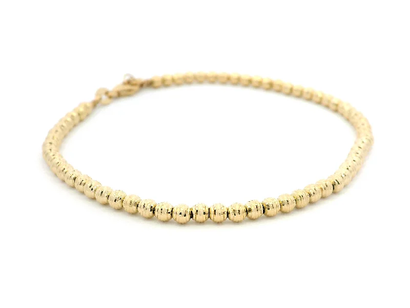 personalized bracelet for anniversary gift-18ct Yellow Gold Adjustable Beaded Bracelet with Lobster Clasp – Elegant and Versatile Design