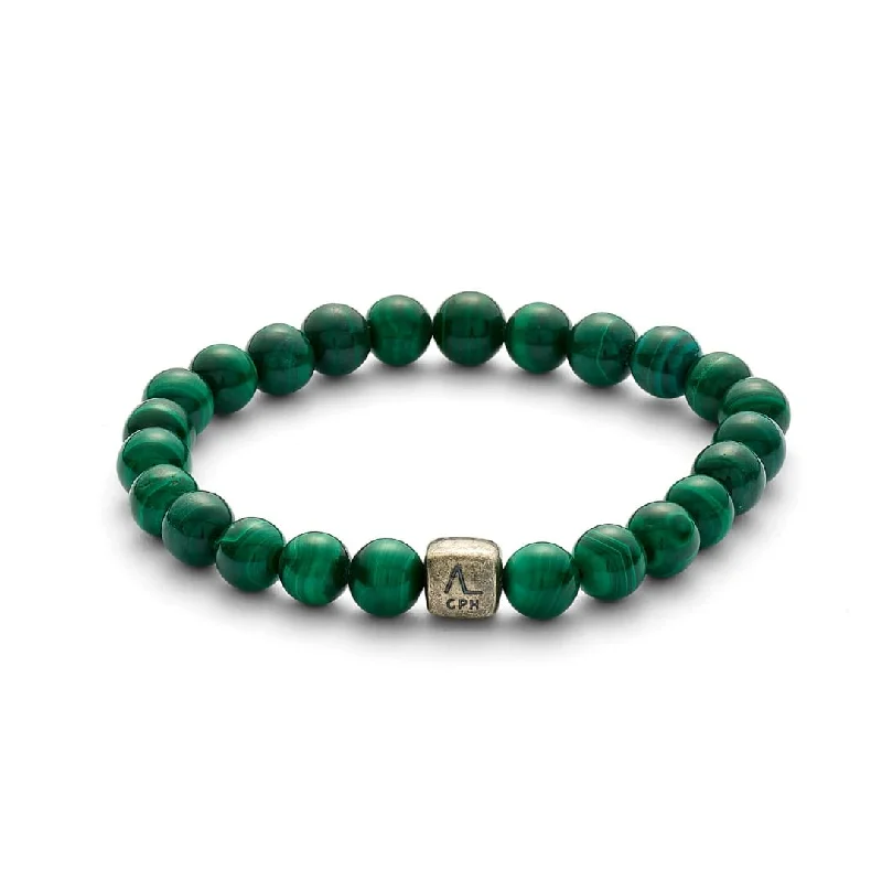 tennis bracelet with sparkling diamonds-Malachite 8mm