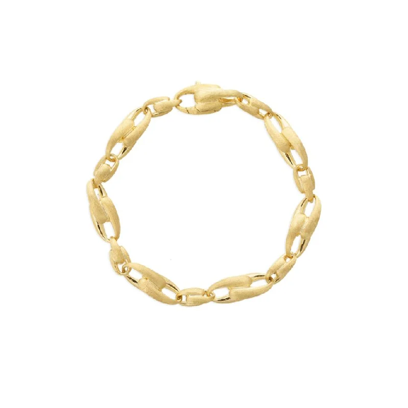 custom engraved bracelet for family reunion-Marco Bicego Lucia Yellow Gold Alternating Medium Link Bracelet