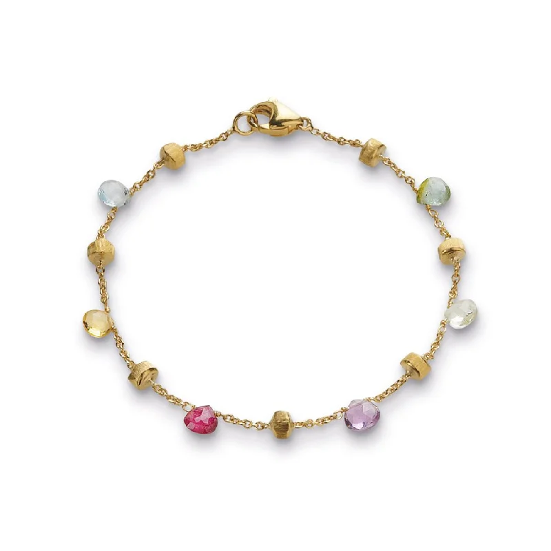 beaded bracelet with crystal and charm-Marco Bicego Paradise 18K Yellow Gold Multi-Stone Bracelet